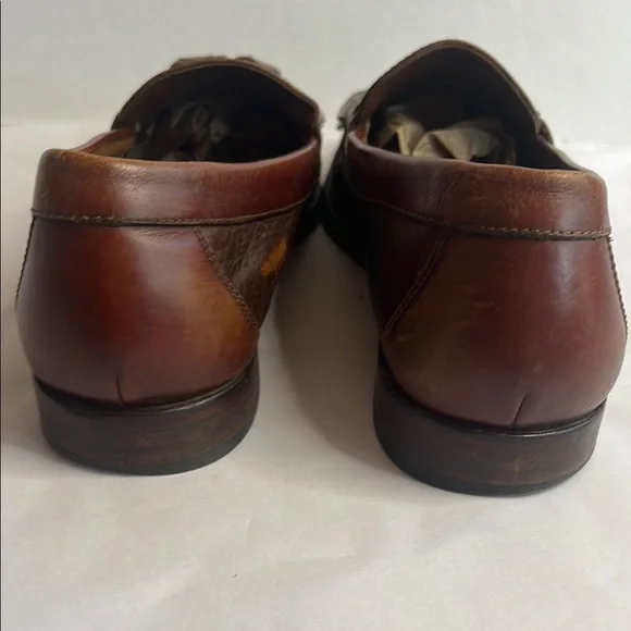 Brown Leather Tassel Loafers with Moccasin Stitching - Picture 6 of 9